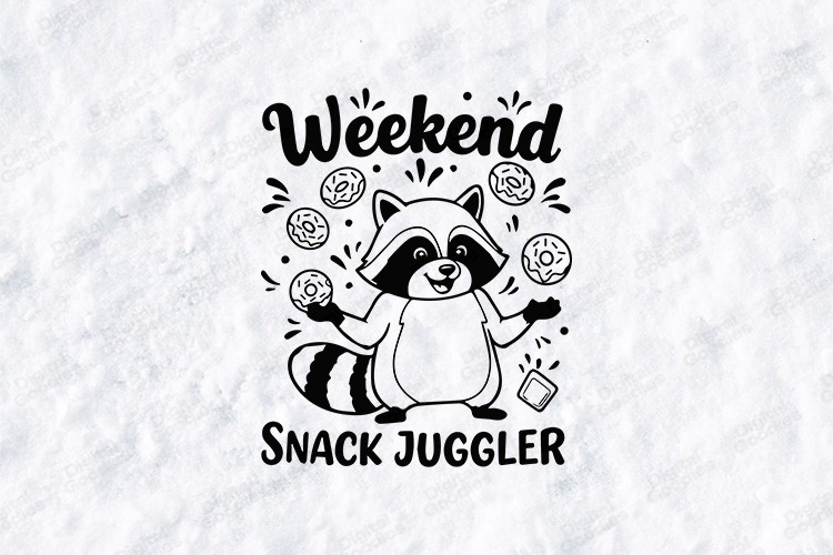 Weekend Snack Juggler SVG | Cute Raccoon Shirt Design