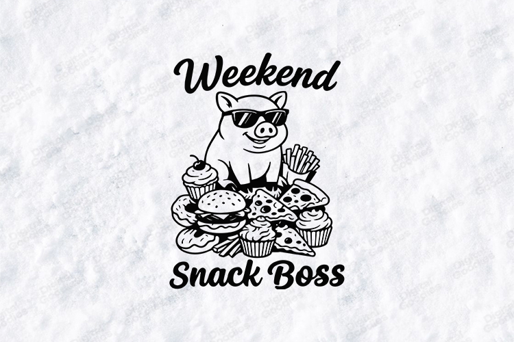 Weekend Snack Boss Pig Tshirt Design Funny Food