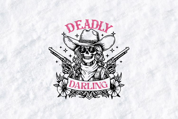 Deadly Darling Cowgirl Skull Shirt Design