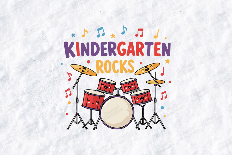 Kindergarten Rocks SVG - School Music Drum Set Cut File