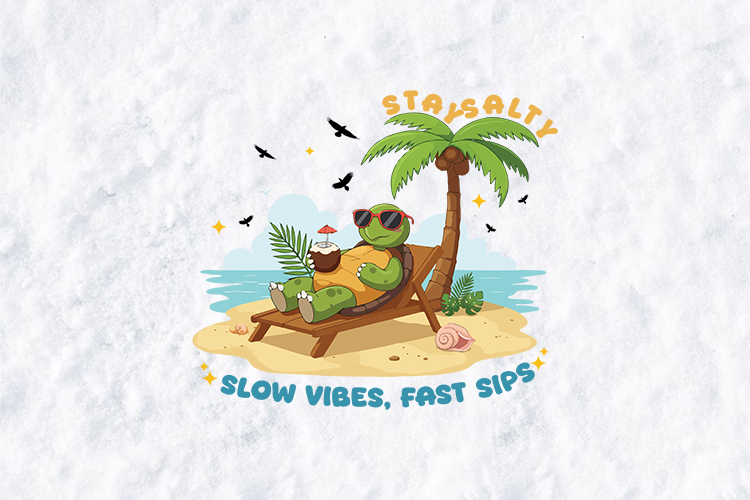 Funny Beach Turtle SVG - Stay Salty Slow Vibes Summer Logo