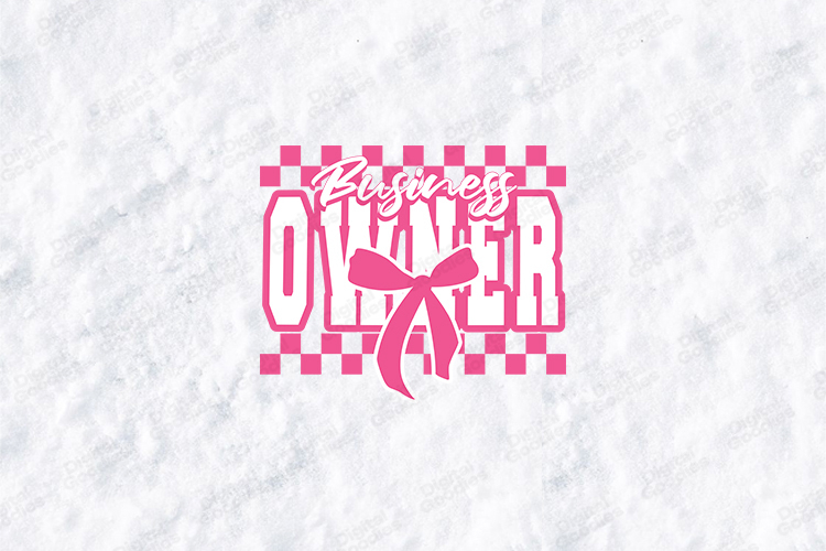 Business Owner SVG - Pink Checkered Coquette Bow Cut File