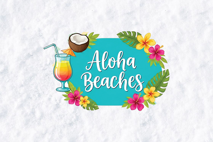 Aloha Beaches SVG - Tropical Hibiscus Floral Summer Art