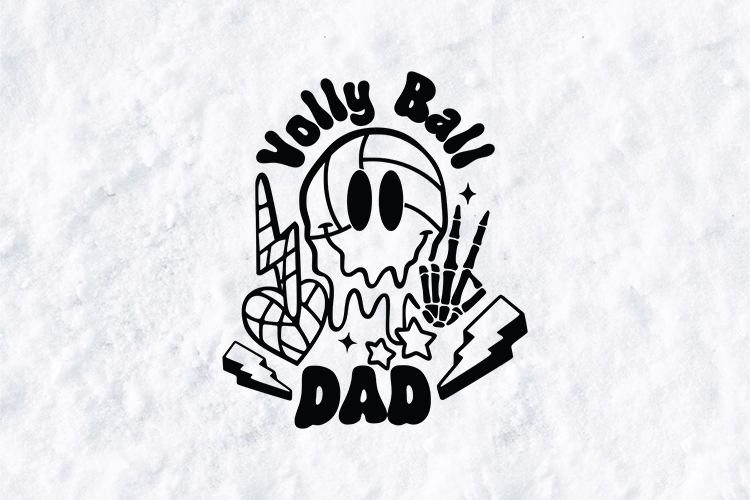 Retro Volly Ball Dad SVG Drippy Smiley Face Sports Design
