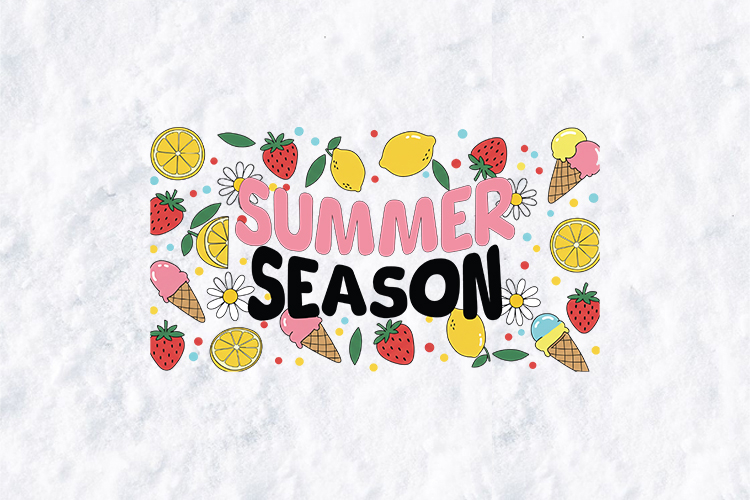 Summer Season Fruit Ice Cream PNG - Colorful Pattern Art