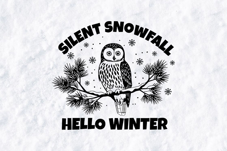 Silent Snowfall Owl Winter SVG - Hello Winter Illustration