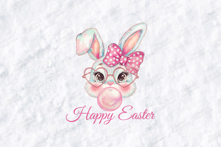 Cute Happy Easter Bunny Girl PNG | Watercolor Sublimation