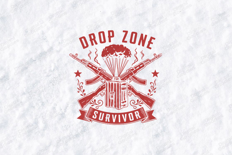 Drop Zone Survivor SVG - Battle Royale Crate & Rifle Design