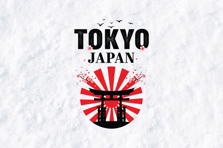 Tokyo Japan SVG Retro Torii Gate Cherry Blossom PNG