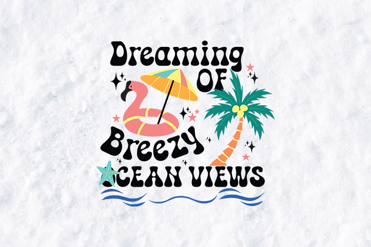 Dreaming of Breezy Ocean Views Flamingo Sublimation PNG