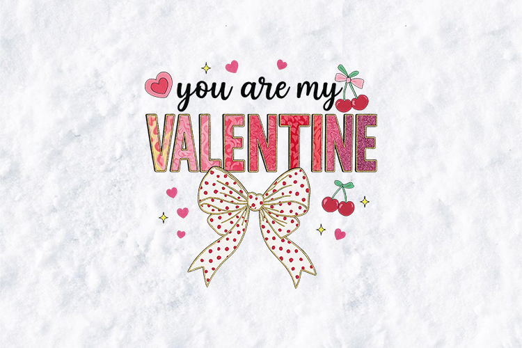 You Are My Valentine Coquette Bow PNG | Retro Cherries PNG