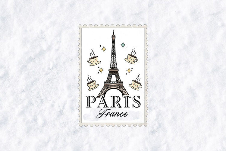 Paris France SVG - Cute Eiffel Tower Postage Stamp Design