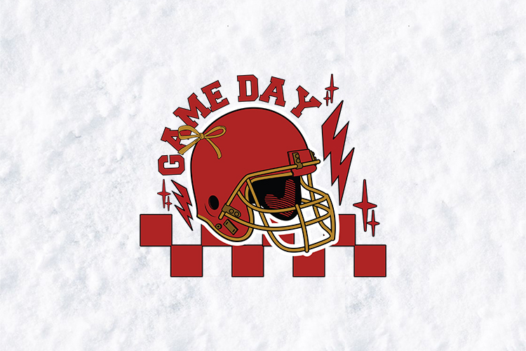 Game Day Football Helmet SVG - Coquette Bow & Checkerboard