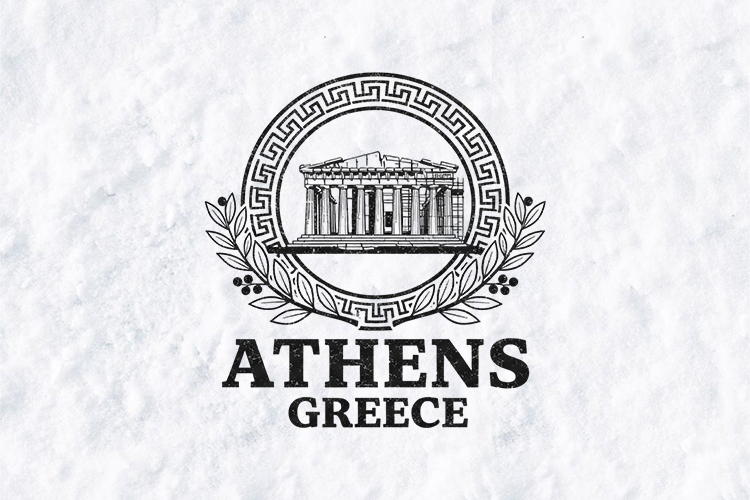 Athens Greece SVG - Vintage Parthenon Temple & Laurel Art