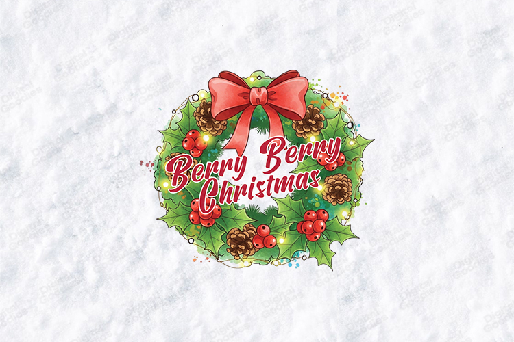 Berry Berry Christmas SVG | Festive Holly Wreath Sublimation