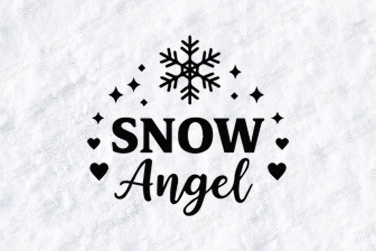 Snow Angel SVG, Winter Snowflake PNG Art
