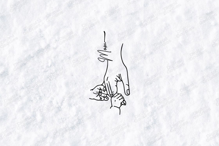 Mom Line Art SVG - Mother and Child Hands Minimalist Art