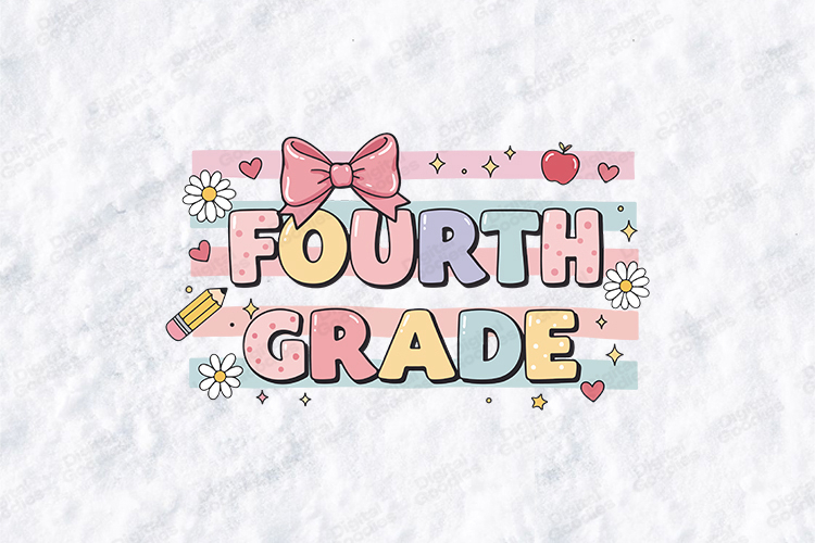 Fourth Grade SVG - Pastel Coquette School Aesthetic Cut File