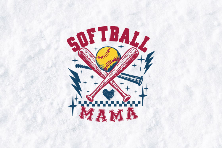 Softball Mama SVG - Retro Crossed Bats   Team Spirit Design