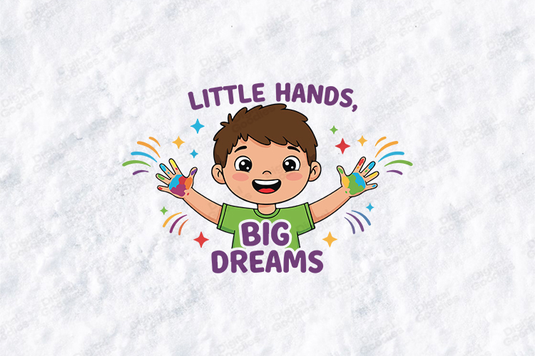 Little Hands Big Dreams SVG - Kawaii Finger Paint Boy File