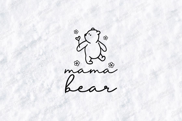 Mama Bear SVG - Cute Minimalist Motherhood Bear Cut File
