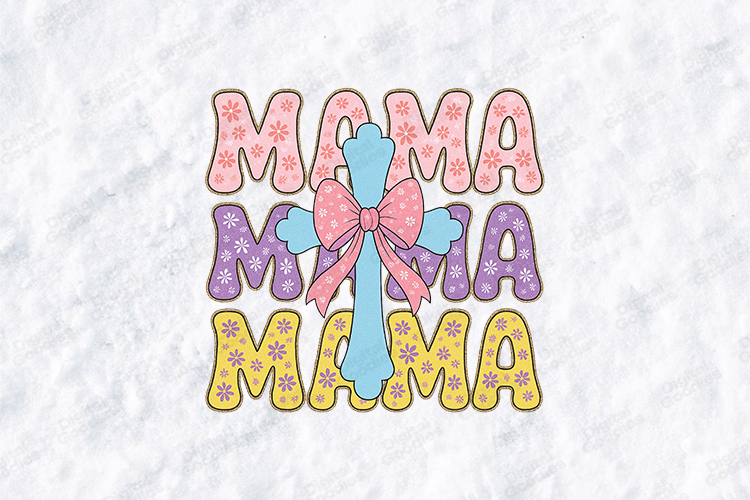 Mama Easter Cross SVG | Retro Floral Christian Mother PNG