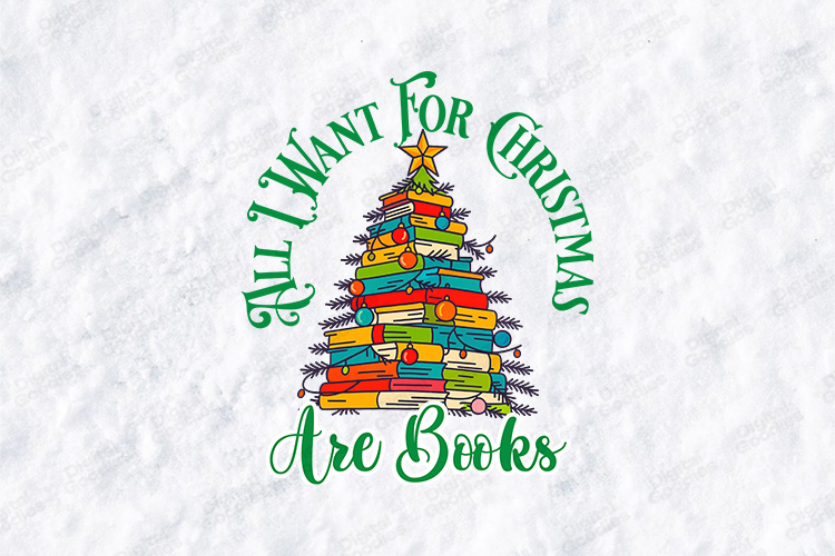 All I Want For Christmas Are Books SVG | Bookworm Tree Art