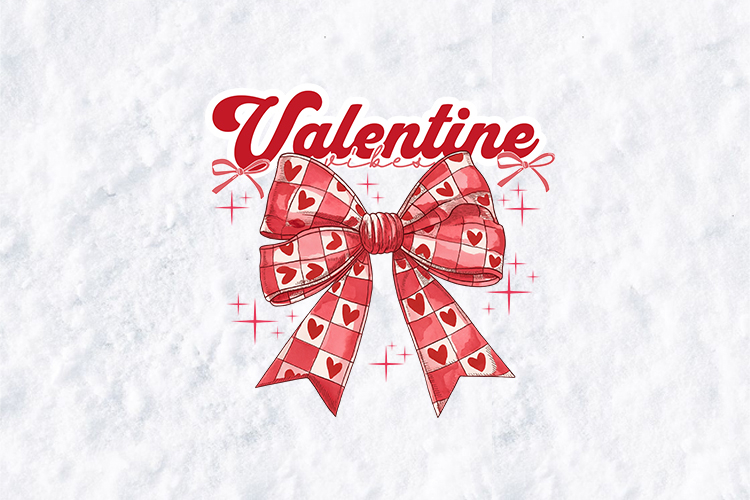 Valentine Vibes SVG Coquette Gingham Bow Sublimation PNG