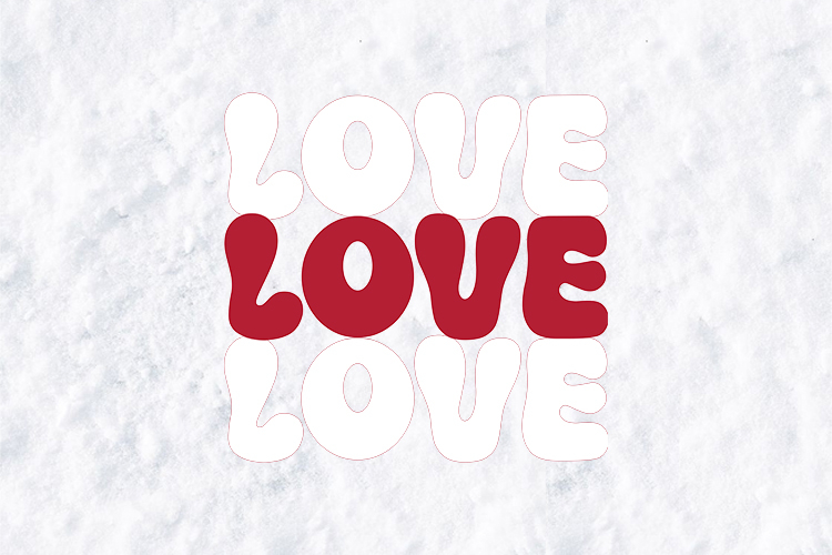 Retro Wavy Love SVG - Groovy Valentine Stacked Quote Art