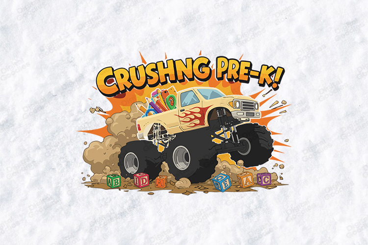 Crushing Pre-K SVG - Monster Truck School Supplies Cut File
