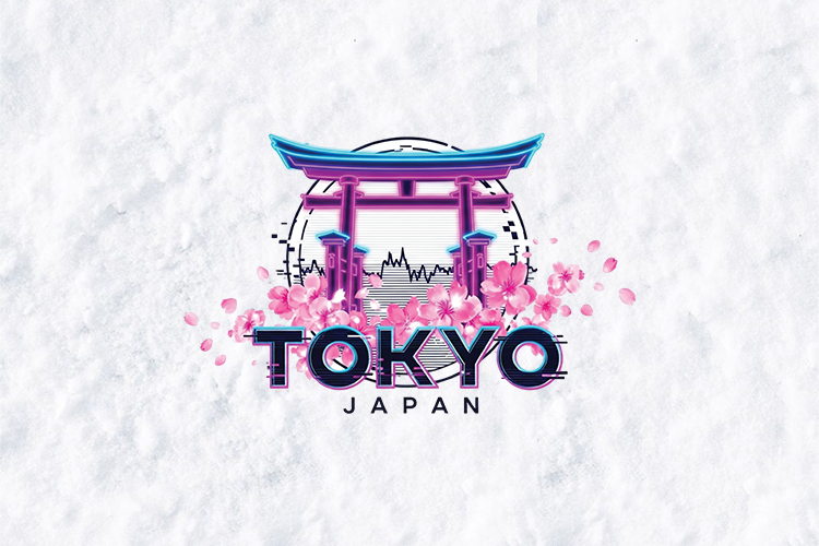 Tokyo Japan SVG - Retro Synthwave Torii Gate & Sakura Art