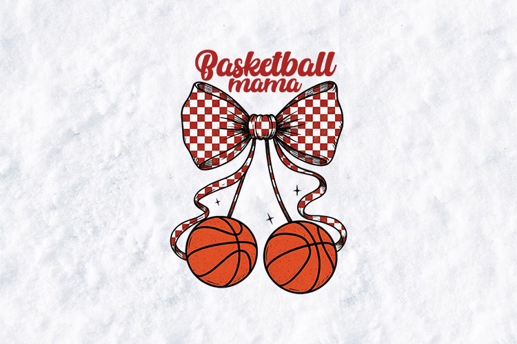 Basketball Mama SVG - Coquette Bow & Checkerboard Design