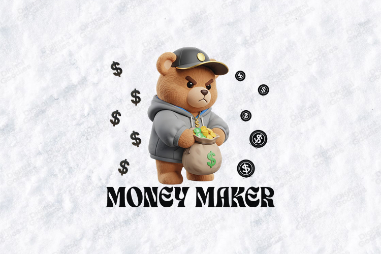 Money Maker Teddy Bear SVG - Grumpy Boss Bear Hip Hop Art