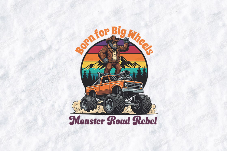 Born For Big Wheels SVG - Gorilla Monster Truck Retro Rebel