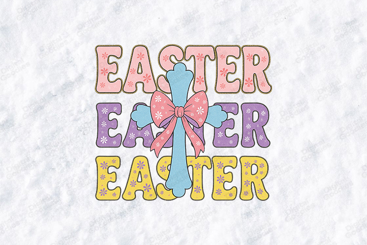 Retro Easter Cross SVG - Groovy Stacked Easter PNG Design