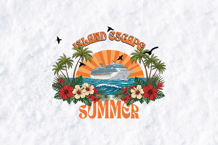Island Escape Summer SVG - Retro Cruise Ship Tropical PNG