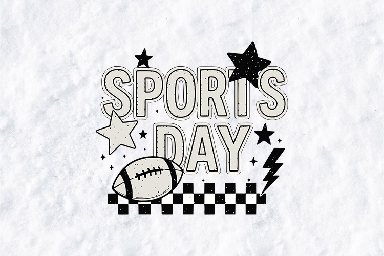 Sports Day SVG - Retro Groovy Football & Star Doodle Design