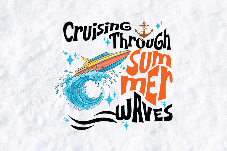 Cruising Through Summer Waves Retro Speedboat PNG
