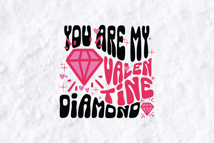 You Are My Valentine Diamond PNG Retro Pink Jewelry Love