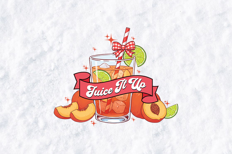 Retro Peach Juice It Up Art - Vintage Diner Sublimation