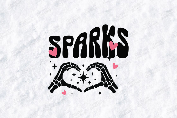 SPARKS SVG - Trendy Skeleton Hand Heart Cut File