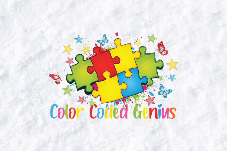 Color Coded Genius SVG - Autism Awareness Puzzle Cut File