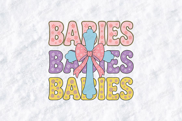 Retro Floral Cross Easter SVG - Babies Cross Coquette Bow