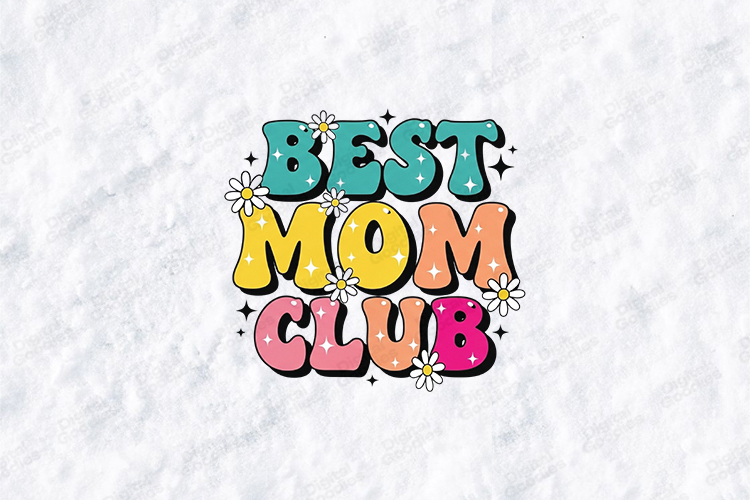 Best Mom Club SVG - Retro Motherhood Floral Clipart Art