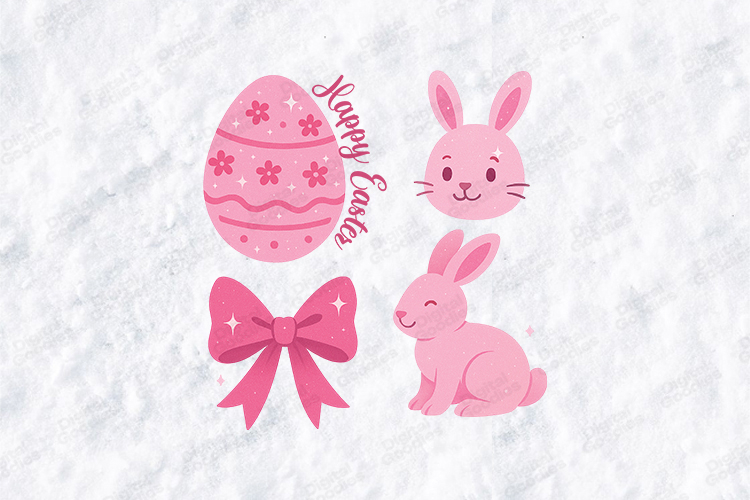 Retro Western Easter Bundle | Pink Bunny & Cowgirl Boots PNG