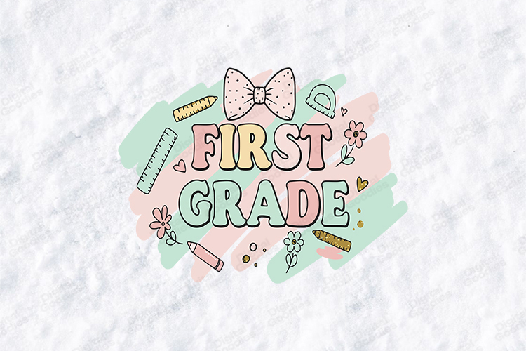 First Grade SVG - Pastel Watercolor Coquette School File