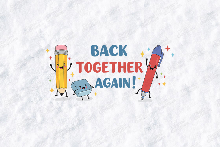 Back Together Again SVG - Kawaii Pencil and Pen Cut File