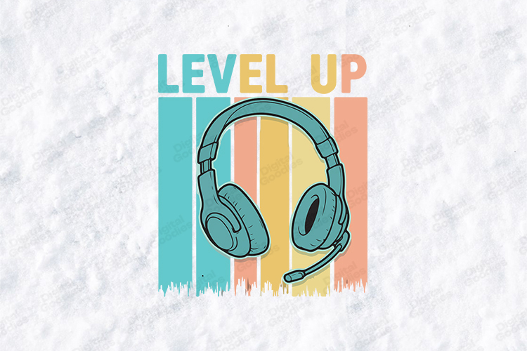 Retro Level Up Gaming SVG - Headset Gamer Sweatshirt Design