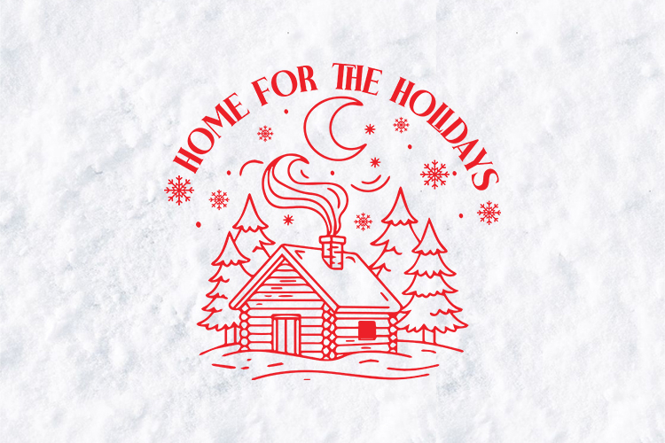 Home For The Holidays Cabin SVG Christmas Illustration