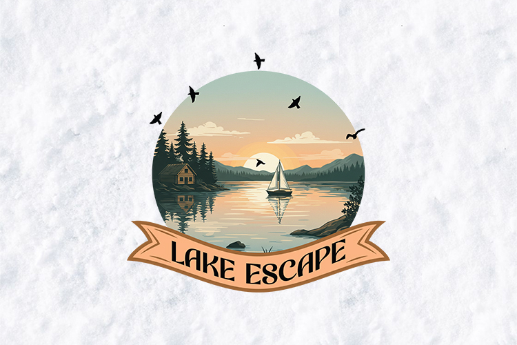 Lake Escape Sunset SVG - Retro Cabin & Sailboat Sublimation